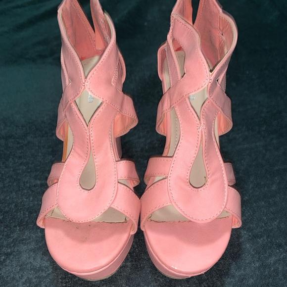 Pink Strappy Wedges - Picture 2 of 3